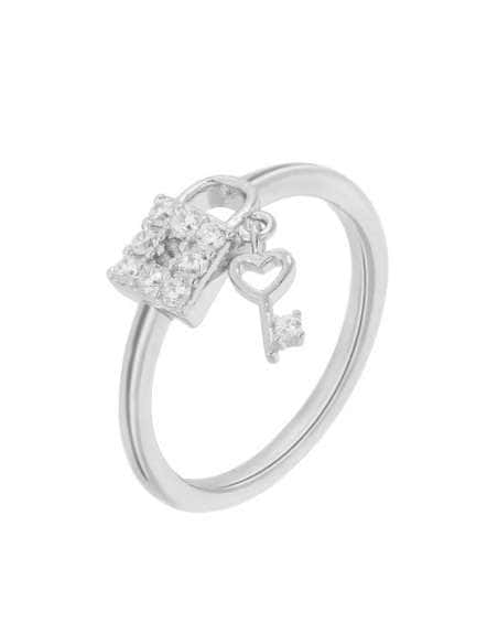 Anillo para Mujer Plata de Ley y Circonitas con Candado y Llave -Marea D02906/AF16
