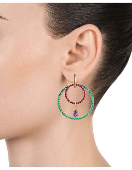 Pendientes para Mujer de Plata Doble Aro Circonitas - Viceroy 13167E100-39