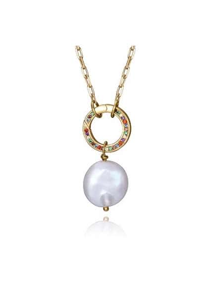 Collar para Mujer de Plata Perla con circulo con circonita multicolor- Viceroy 13180C100-99