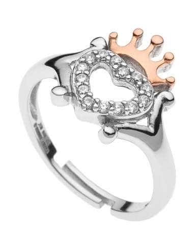 Anillo Universal Corazón con Corona Rosé en...