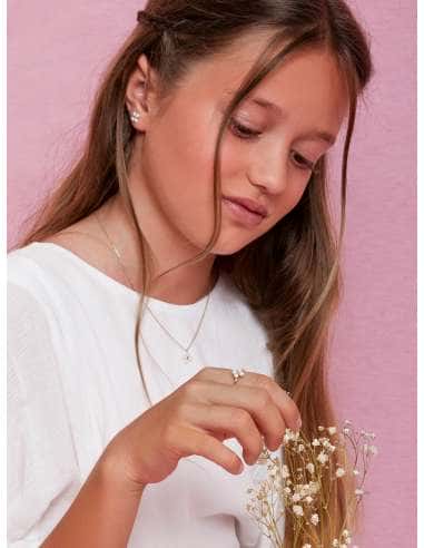 Anillo para Niña Adaptable Plata de Ley y...