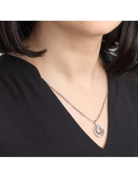 Collar para mujer con colgante dos circulos con circonitas - Lotus LS2180-1/1