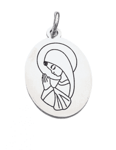 Colgante para Mujer Ovalado de Plata con Grabado de la Virgen Niña - Plata 925