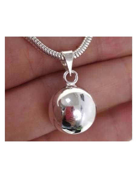 Colgante para Mujer Llamador de Ángel Bola Lisa - Plata de ley