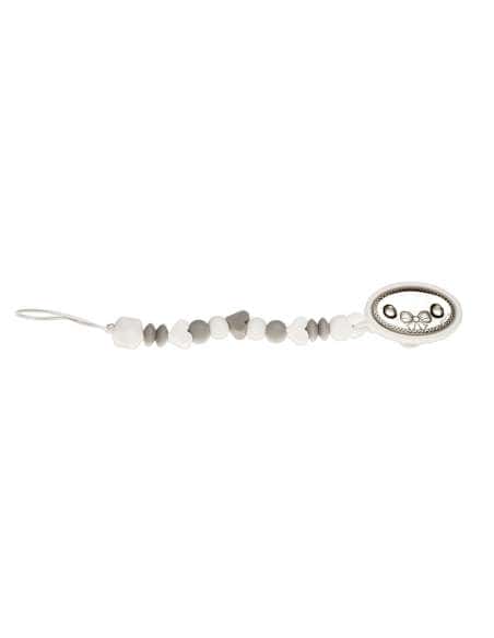 Pinza Infantil Chupete con Abalorios de Silicona  y Chapa Lisa Personalizable - Global Argenti GA0011B