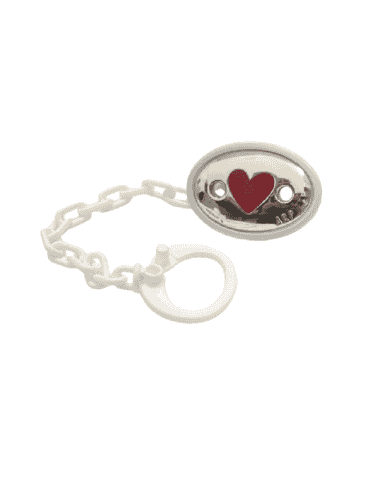 Pinza Infantil Chupete Corazón Rojo - Global Argenti 012ARP
