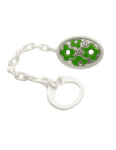 Pinza Infantil Chupete Flores Verdes - Global Argenti 010ARP