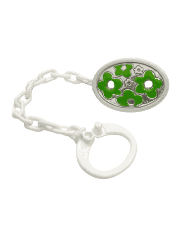 Pinza Infantil Chupete Flores Verdes - Global Argenti 010ARP