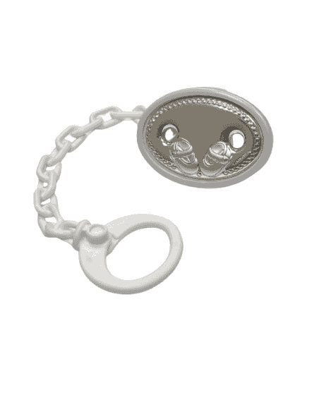 Pinza Infantil Chupete Patucos Blanco - Global Argenti 46615/05B (Grabado incluido)