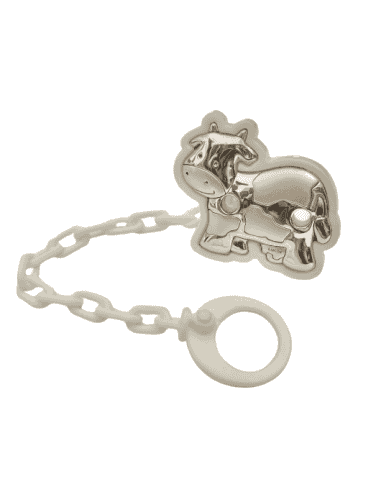 Pinza Infantil Chupete Vaquita Blanca - Global Argenti 9002B