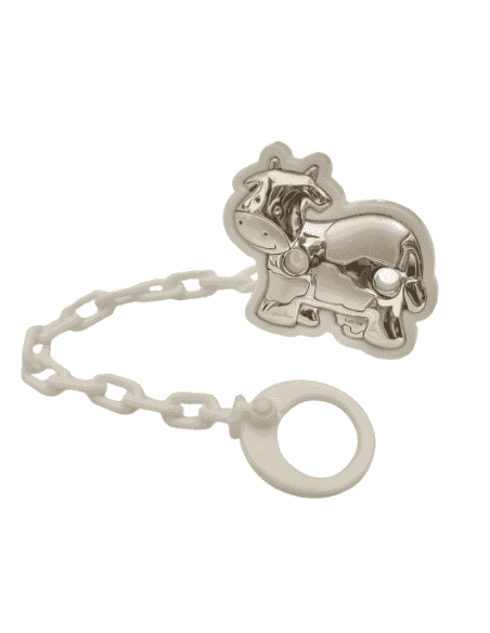 Pinza Infantil Chupete Vaquita Blanca - Global Argenti 9002B