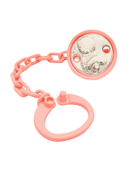 Pinza Infantil Chupete Oso Rosa - Global Argenti 08471