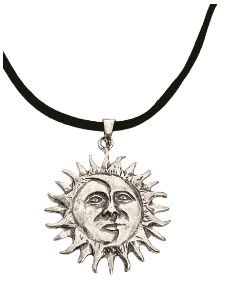Collar para Mujer en Plata de Ley colgante con forma de Sol y Luna - Plata 925