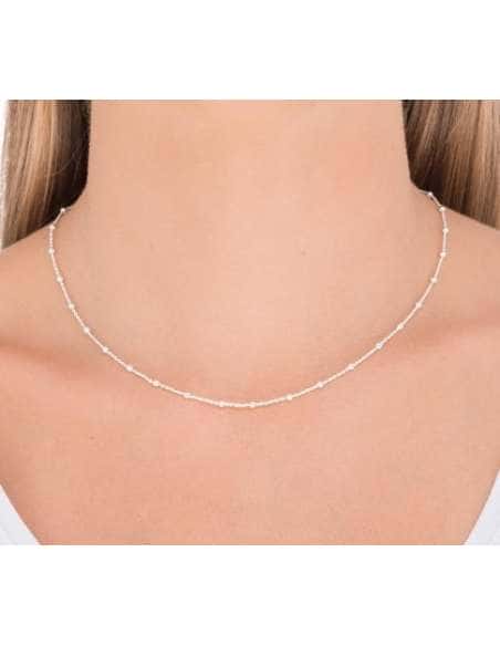 Cadena para Mujer con eslabones y bolitas alternas - Plata de ley