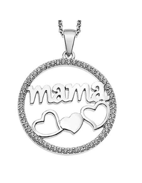 Collar para Mujer de Plata Colgante Mamá con Corazones - Lotus LP1809-1/1