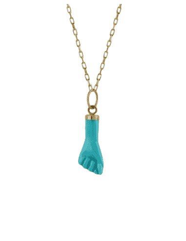 Colgante Puño Turquesa Azul - Oro Amarillo 18k
