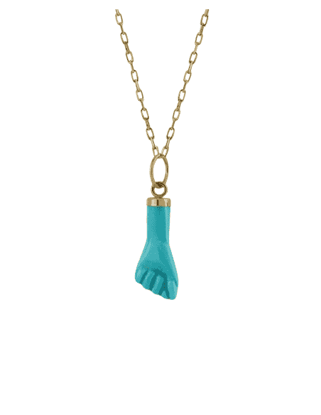 Colgante Puño Turquesa Azul - Oro Amarillo 18k