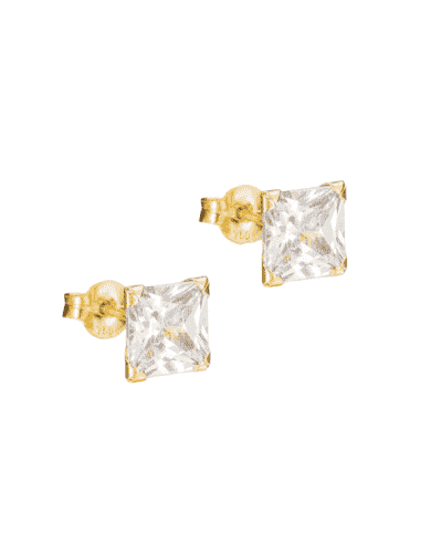 Pendientes para Hombre Piedra cuadrada de Oro - Oro Amarillo 18K