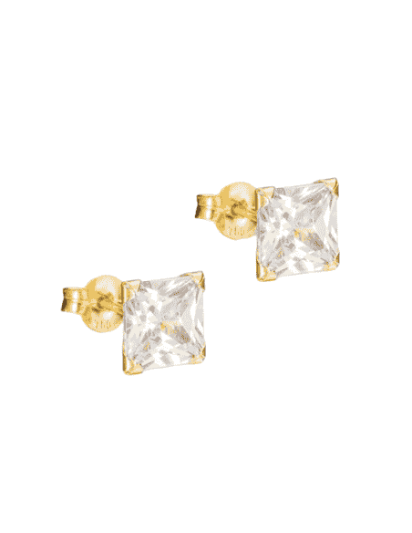 Pendientes para Hombre Piedra cuadrada de Oro - Oro Amarillo 18K