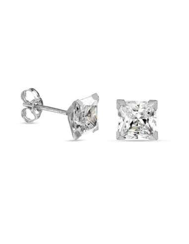 Pendientes para Hombre circonita cuadrada de Oro - Oro Blanco 18K