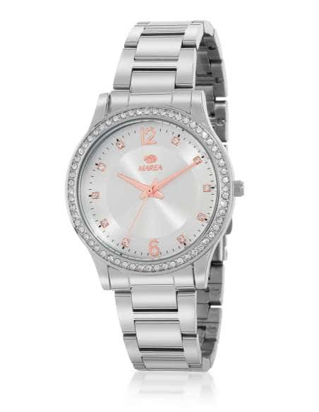 Reloj para Mujer Marea Plateado con Circonitas y Esfera Rosa - Marea B41372/1