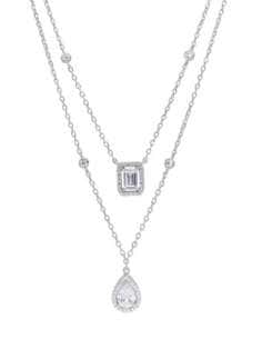 Collar para Mujer de Plata doble cadena con circonitas en forma de lágrima y baguette - Marea D02207/AF