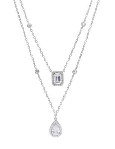 Collar para Mujer de Plata doble cadena con circonitas en forma de lágrima y baguette - Marea D02207/AF