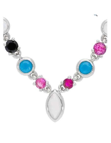 Collar Mujer Plata de Ley con Circonitas Multicolor - Marea D02507/AI