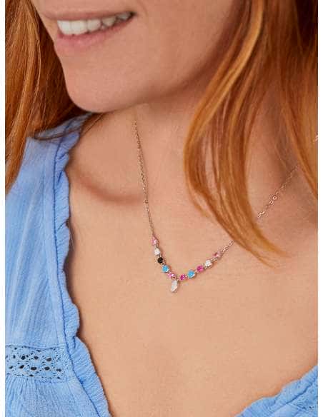 Collar Mujer Plata de Ley con Circonitas Multicolor - Marea D02507/AI