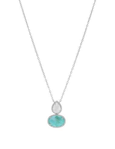 Collar para Mujer Lágrima color blanco y azul -...