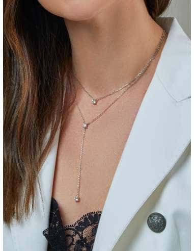 Collar para Mujer largo con doble cadena y tres...