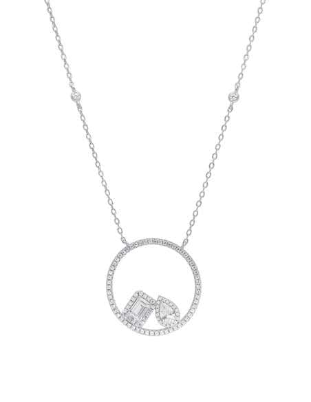Collar para Mujer con colgante redondo con circonitas en forma lagrima y baguette - Marea D02207/AC