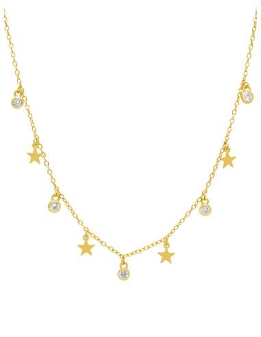 Collar para Mujer plata de lay Chapada en oro colgantes estrella y chatones circonitas - Marea D02007/BO