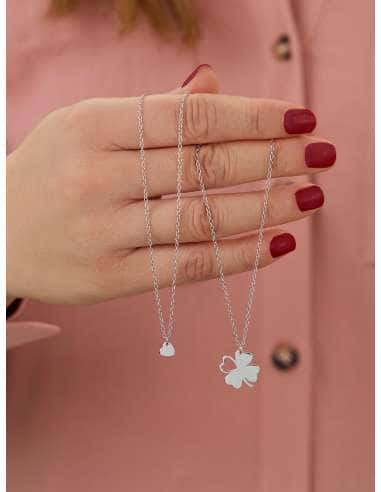 Collar para Mujer plata de 1 ley corazón -...