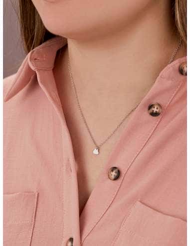 Collar para Mujer plata de 1 ley corazón -...