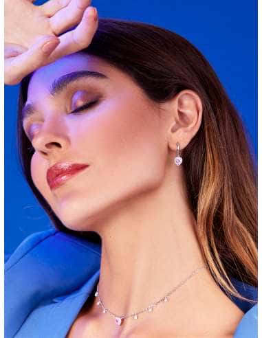 Collar para Mujer de Plata Corazón piedra rosa...