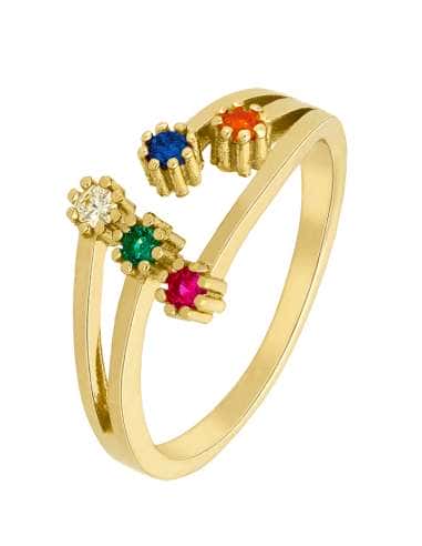 Anillo para Mujer Abierto de Plata Bañada en Oro con Circonitas de Colores - Marea D02206/AN14