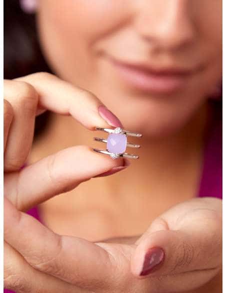 Anillo para Mujer Cristal Lavanda y Circonitas en Plata de Ley Rodio - Marea D03506/AT18