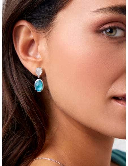 Pendientes para Mujer lagrima con colgante de Piedra Turquesa - Marea D03501/AM