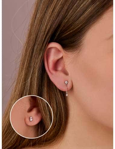 Pendientes asimétricos de plata de ley y...