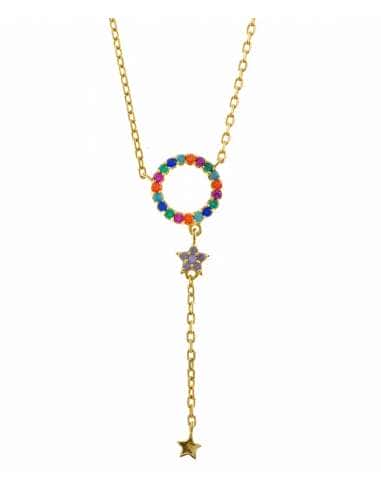 Collar para Mujer de plata círculo circonitas...