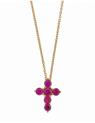 Collar para Mujer de plata Cruz circonitas...