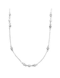 Collar para Mujer de plata circonitas blancas y perlas - Salvatore 164C0098