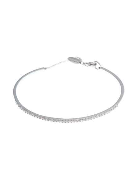 Pulsera para Mujer Rígida de Plata Rodiada con Circonitas Blancas - Salvatore 136P0108