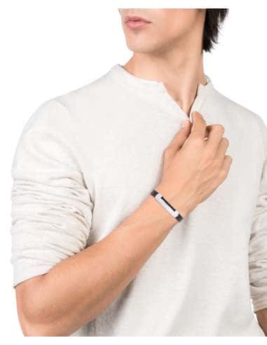 Pulsera para Hombre Esclava de Piel y Acero -...