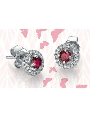 Pendientes para Mujer Rubí Central y Cerco de...