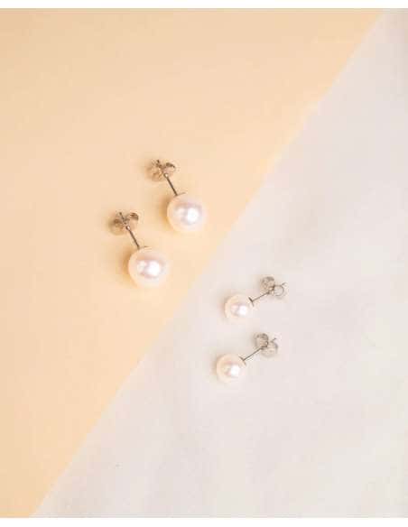 Pendientes para Mujer con Perla (6mm) - Plata de ley