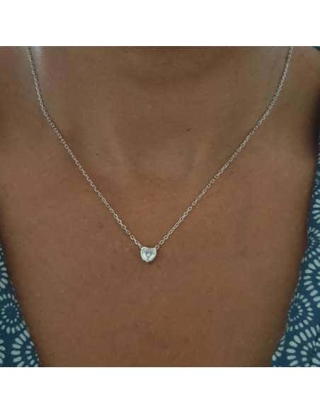 Collar para Mujer corazón con circonita - Plata de ley