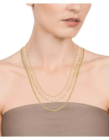 Collar para Mujer de Acero Dorado Tres Cadenas...