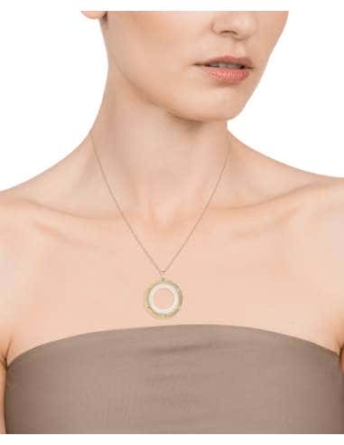 Collar para Mujer de Acero Aro Resina Blanca -...